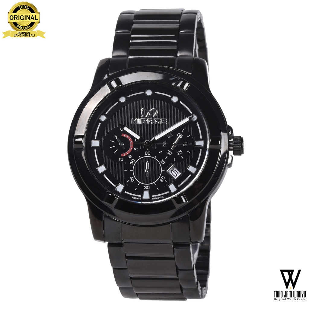 Mirage 8033M-A Jam Tangan Pria - Black - Stainless Steel Bracelet