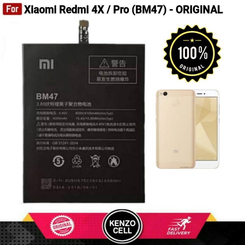 Batre Xiaomi Redmi 4X Original - Baterai Asli Mi4X Pro Prime BM47 BM 47 Battrey Batrey Baterai Ori 1