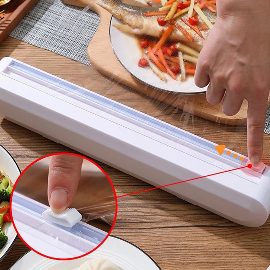 Professional ABS Cling Film Cutter / Adjustable Food Wrap Storage Dispenser