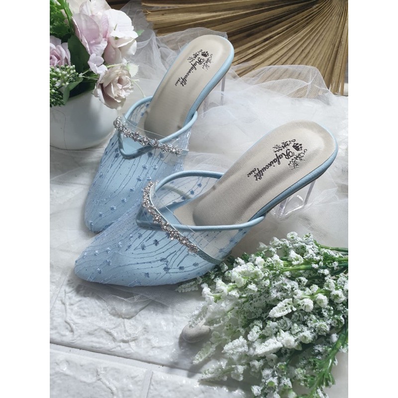 sepatu azwa babyblue 7cm kaca