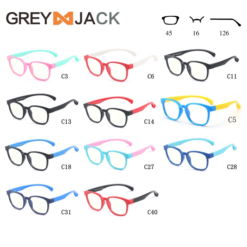 Grey Jack/Kacamata ANAK anti radiasi blueray komputer HP TV TR90/ FA8158-6