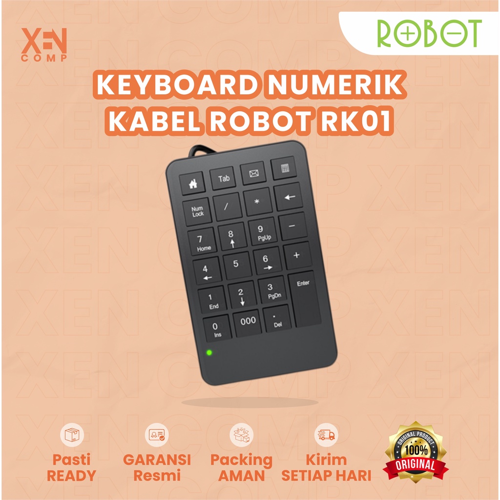 Keyboard Mini Numerik Numpad USB Eksternal Robot RK01 untuk Laptop PC dan Komputer
