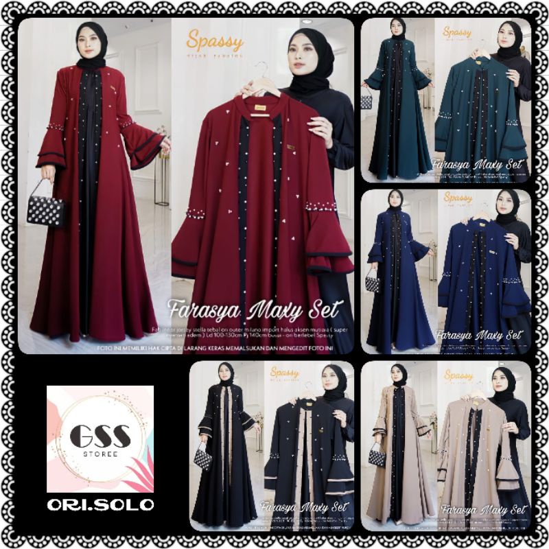FARASYA SET + HANIN SET + DUBAI SET Original By SPASSY HIJAB Ld 100-130 Pb 140 Busui Gamis Outer Wan