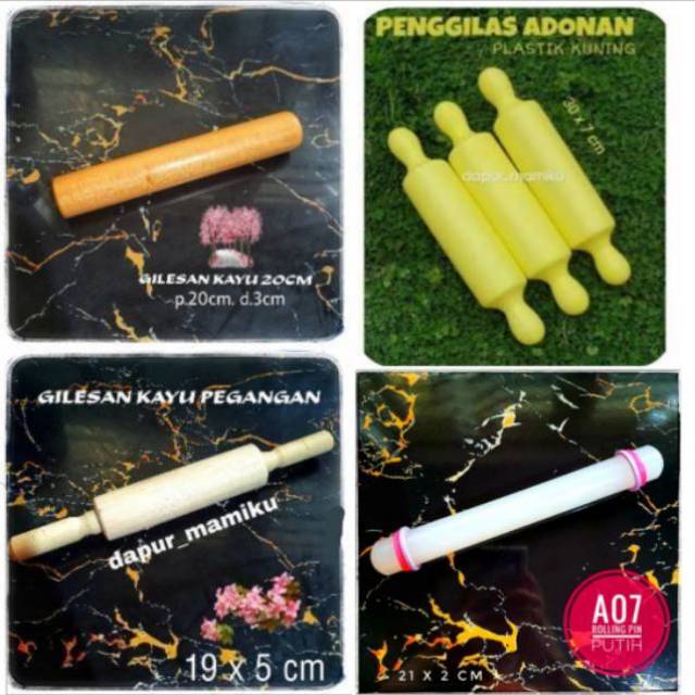 DAPURMAMI Penggilas Adonan Rolling Pin Gilingan Gilasan Plastik Kayu Roll