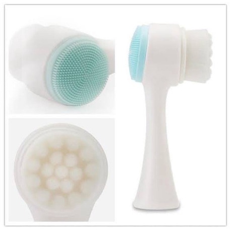 Alat Cuci Muka 2in1 Facial Cleansing Brush Silicone Sikat Pembersih Wajah Pori 2 Sisi Bulu Lembut Halus Silikon