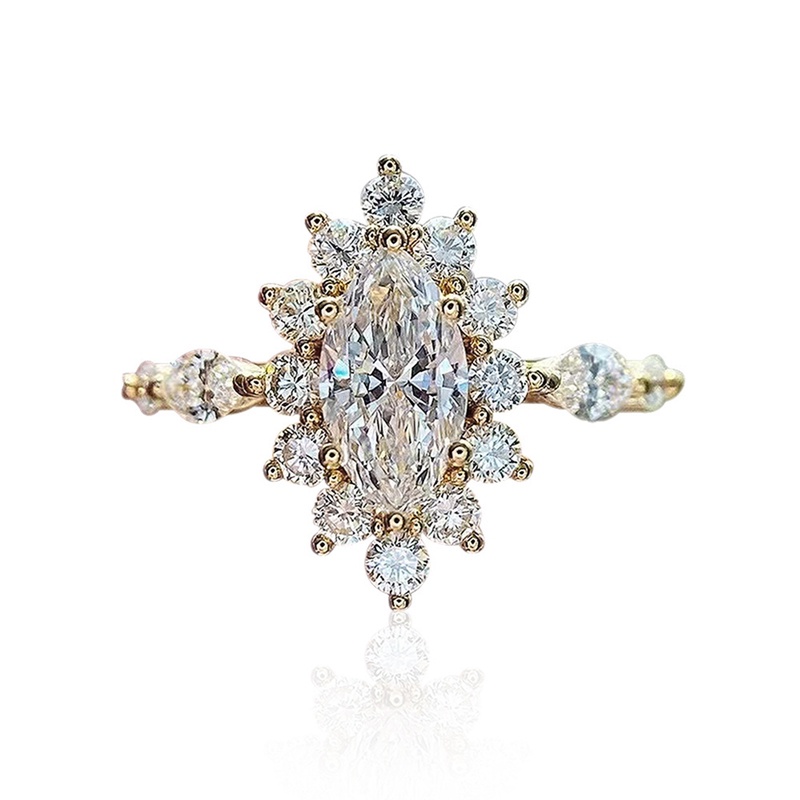 Cincin Wanita Warna Emas Aksen Kubik Zirkonia Untuk Pernikahan