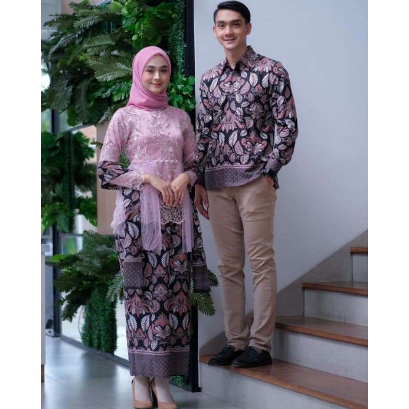 Kebaya batik couple annisa Dusty pink brokat | kebaya wisuda kebaya lamaran