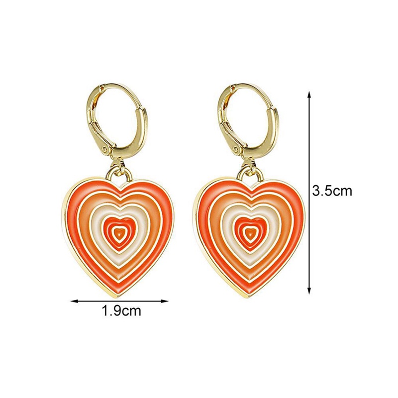 Anting Menjuntai Multi Layer Bentuk Hati Warna-Warni Bahan Enamel Y2K Untuk Wanita