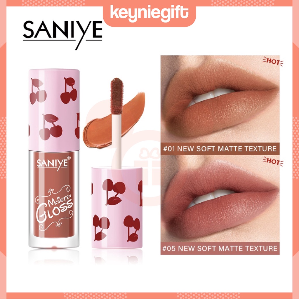 Saniye Moisten Gloss Lipstick Cair Kosmetik Velvet Soft Matte Waterproof Melembabkan Bibir SA004