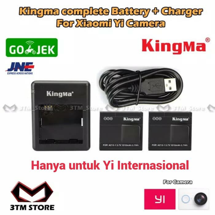 Kingma Complete Set Baterai Batre Charger For Xiaomi Yi Camera