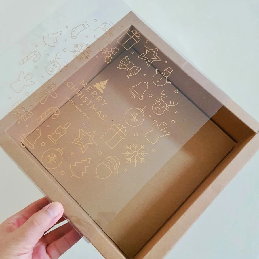 

Dus Kue Lapis Box Bolu Tutup Mika Motif Merry Christmas Kotak Packaging Hampers Natal Kardus 22x22x6