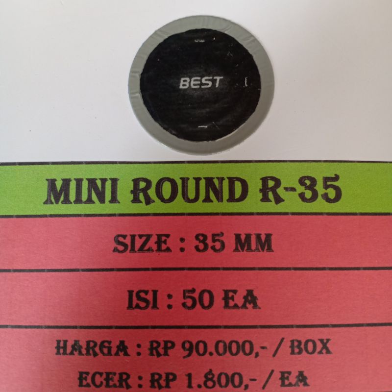 Bestpatch Mini Round 35mm 1 Box isi 50pcs - Karet Tambal Ban Dalam - Best - Bestpatch