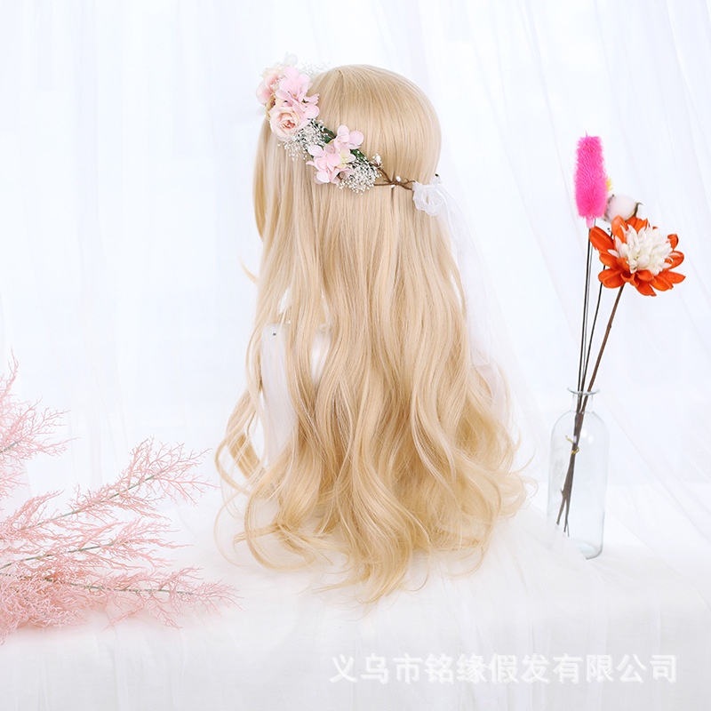 LOL-18 wig rambut palsu wanita blonde princess kpop curly cosplay daily