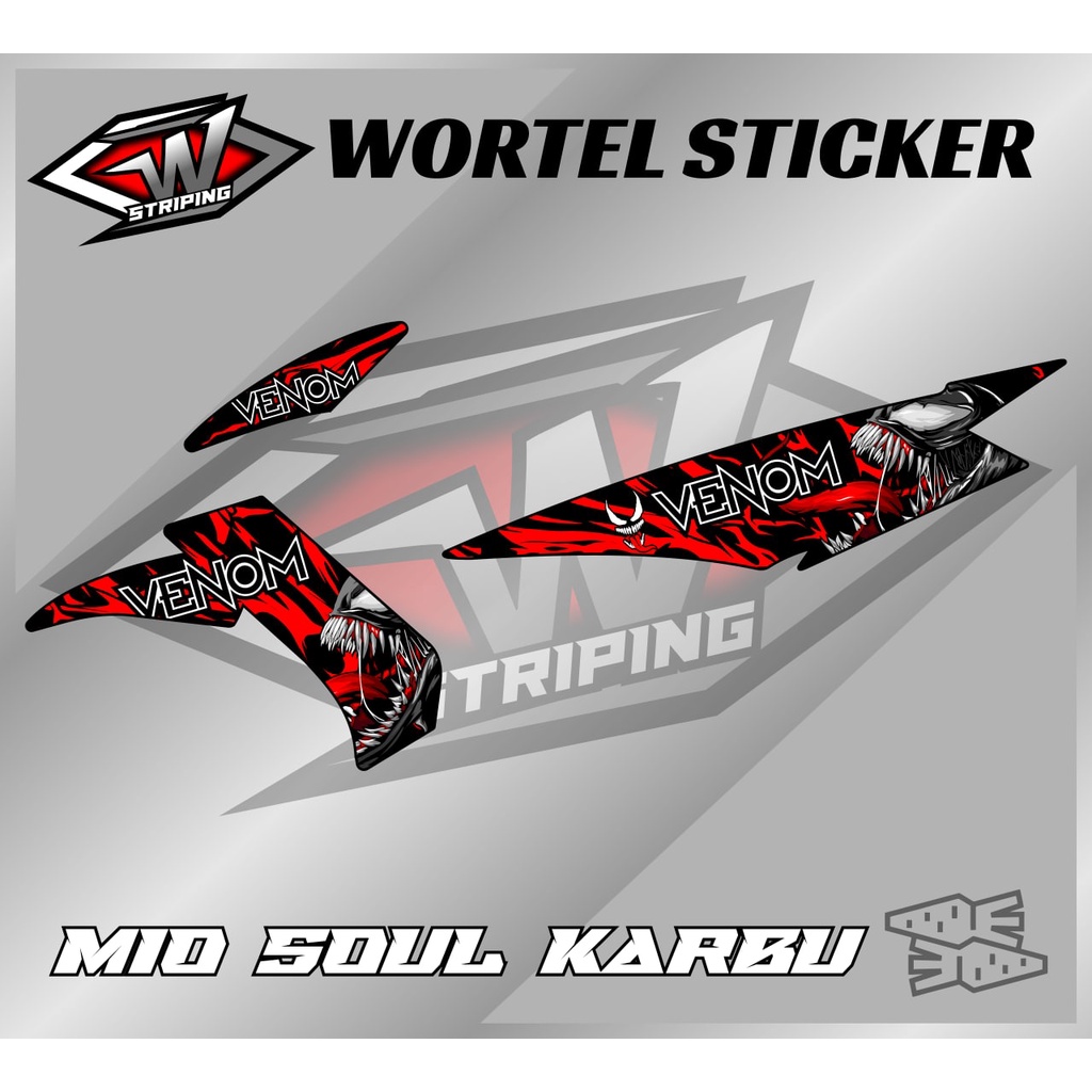 Striping Mio Soul Karbu-Striping Stiker Hologram Motor Mio Soul Karbu Venom