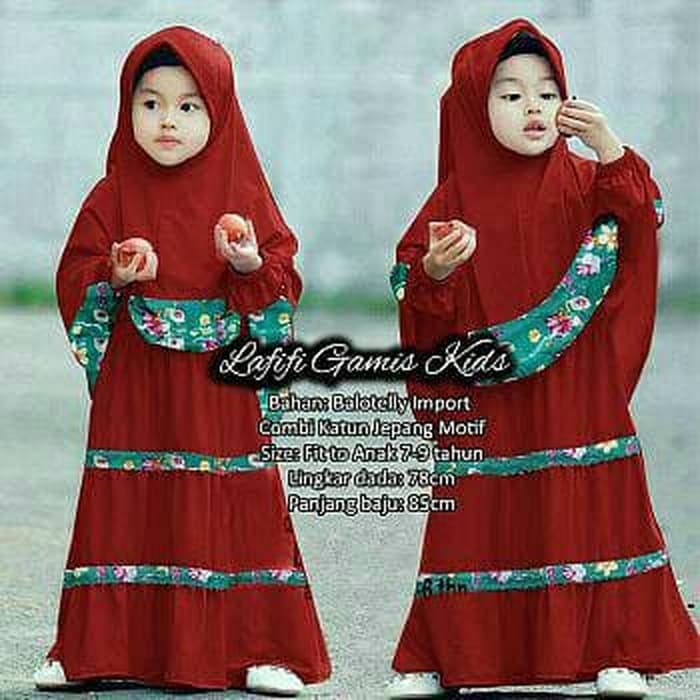 terlaris termurah aop d baju muslim kid LAFIFI MAROON SELAFIFI / anak perempuan 7-9 th  pesta ulang