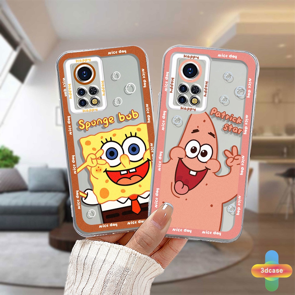 Casing Soft Case Infinix Hot 10 11 Play 10 10t 10s NFC 10i 9 Pro 10 Lite 11 Plus Hot 9 Play 11 11S NFC Infinix Smart 6 5 4 4C 5 Pro Tencno Spark 5 PRO A15 A16 A9 A5 A7 A5S Y12 Y20 Y15S Y21S A12 Cartoon SpongeBob SquarePants Transparent Case