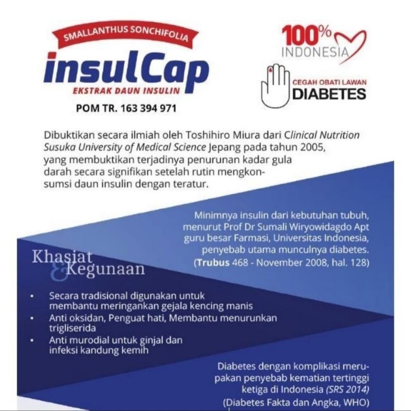 INSULCAP Ekstrak Daun Insulin 50 Kapsul BPOM ORIGINAL - INSULCAP Herbal Diabetes Kencing Manis