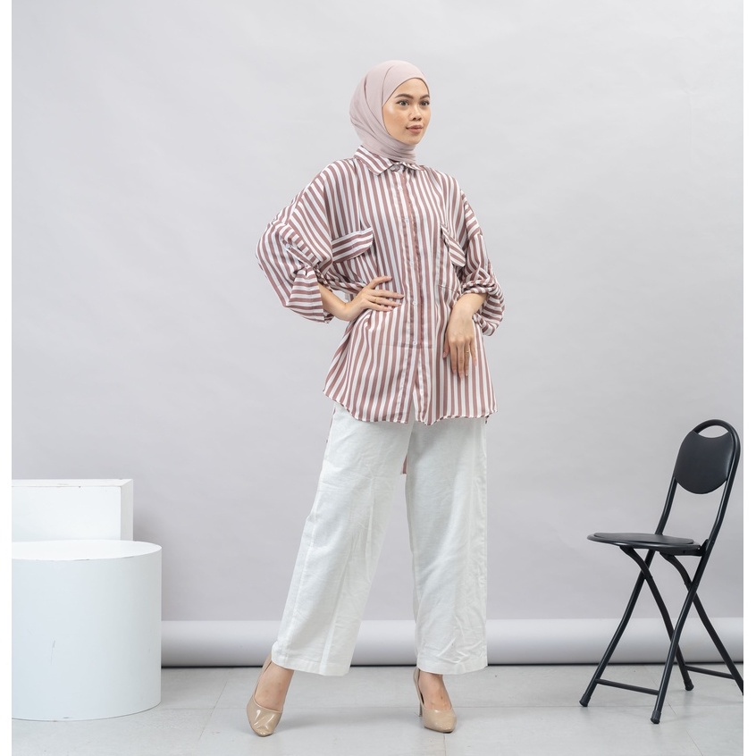 KEMEJA NATHA SALUR PREMIUM WOLFIS SHIRT BTS B383