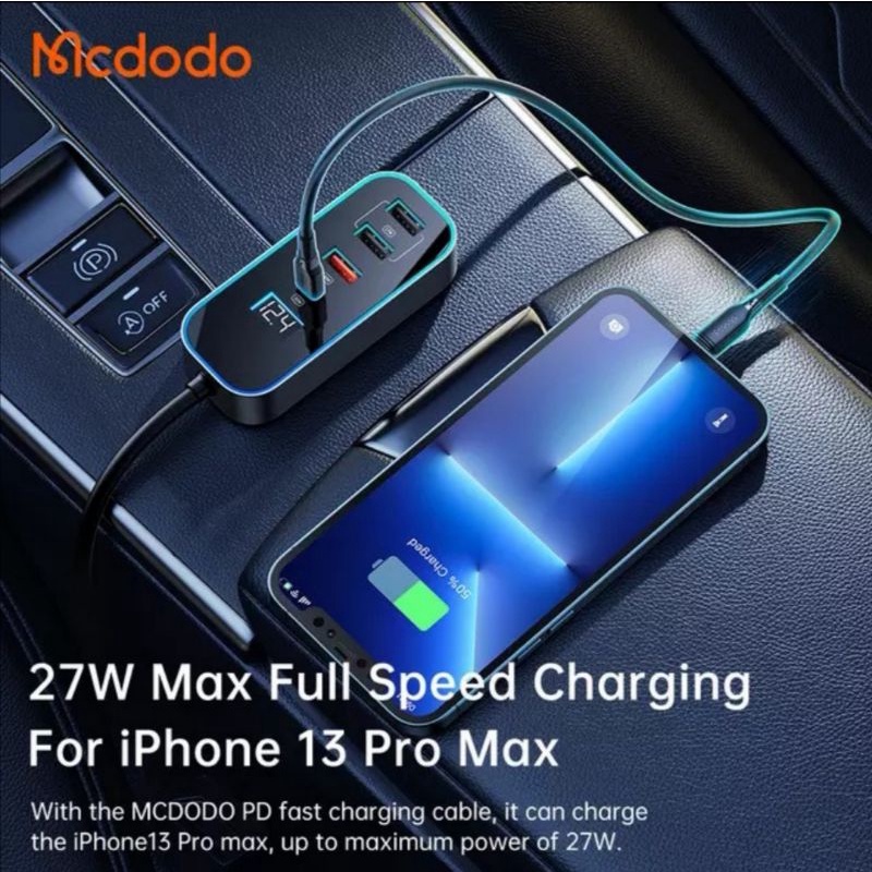 MCDODO Car Charger Quick Charger 107W 5 Port LED Display Pd fast Charg