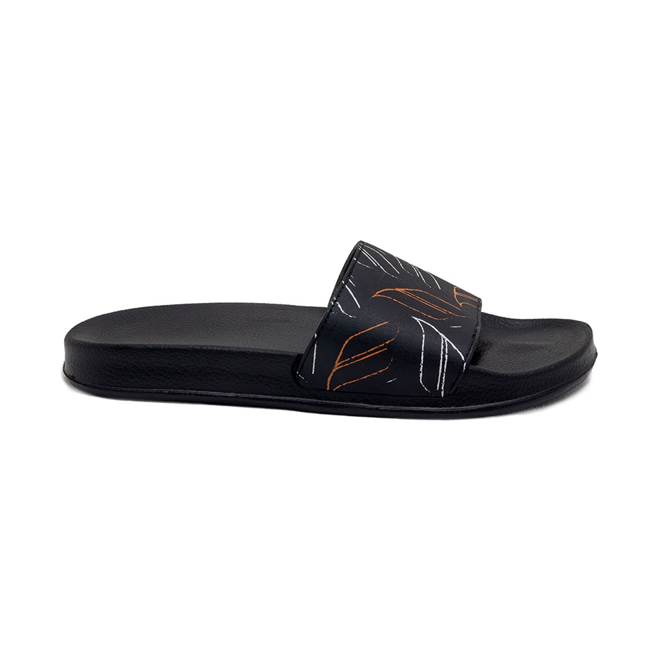 HOPPER BLACK ORANGE ORIGINAL x FOOTSTEP Sandal Casual Hitam Pria Sendal Slide Jalan Santai Harian Slippers Hangout Main Kondangan Lebaran Slop Karet Premium Slip On Remaja Dewasa Flip Flop Kerja Sport Footwear Big Size Jumbo Ukuran Besar 44 Keren Terbaru