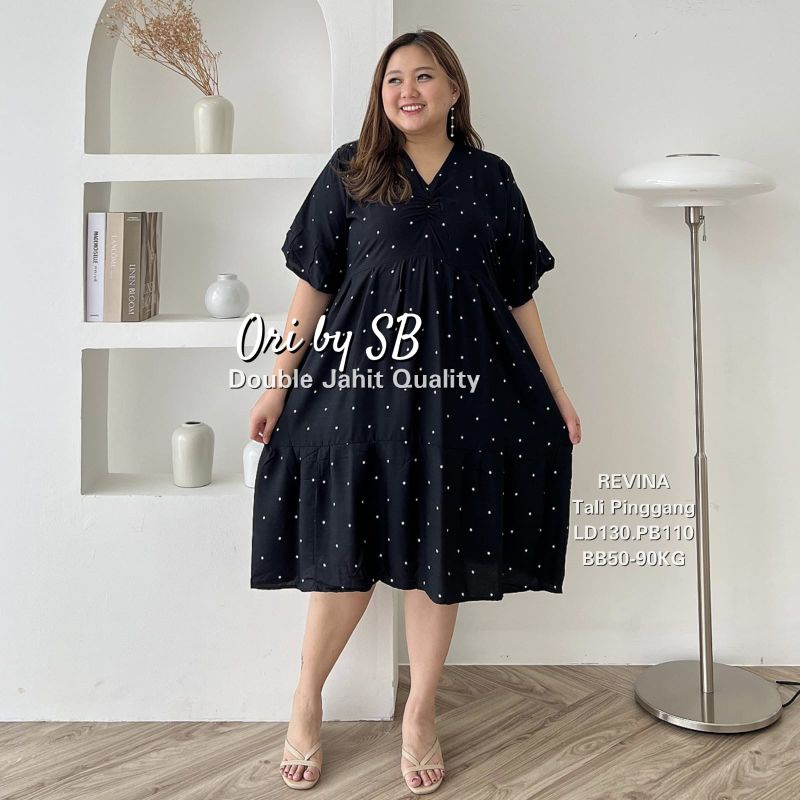 DRESS JUMBO_BAJU JUMBO REVINA BIG SIZE XXXL LD130cm Baju superjumbo BB90KG