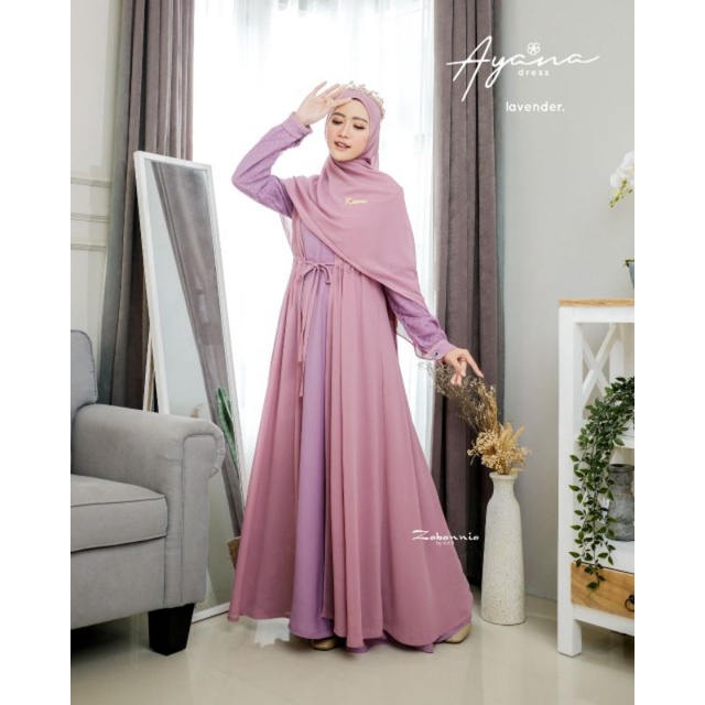 GAMIS AYANA DRESS SET HIJAB + OUTER ORIGINAL ZABANNIA