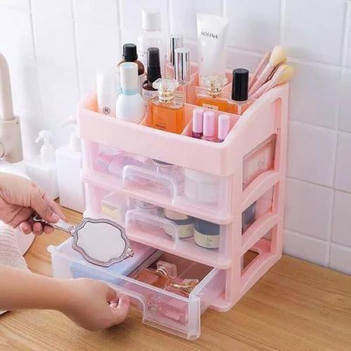 FUTAKO Rak Kosmetik Laci Multifungsi / Rak Kosmetik Laci Drawer / Rak Kosmetik 3 Susun / Rak Serbaguna Warna Putih