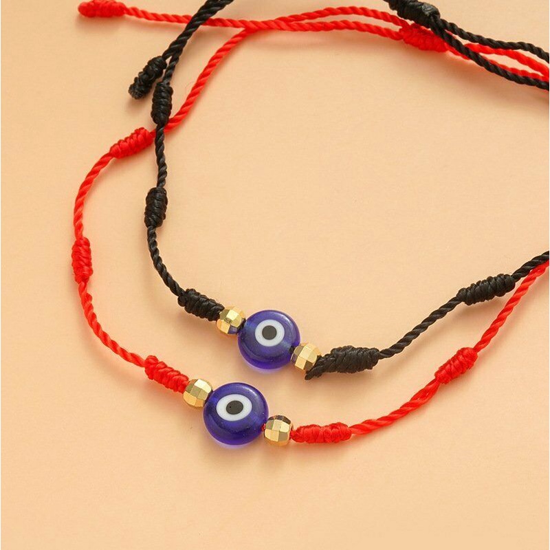 6pcs Gelang Tangan Tali Anyam Aksen Mata Iblis Nazar Kabbalah Untuk Wanita