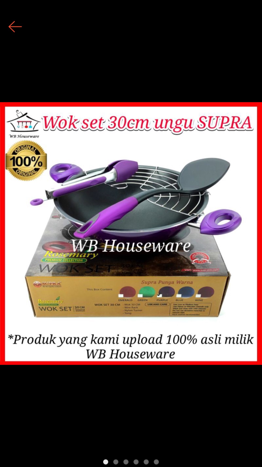 Wajan Tempura / Wajan Set Aluminium Teflon / Wok Set 30cm Supra - Ungu