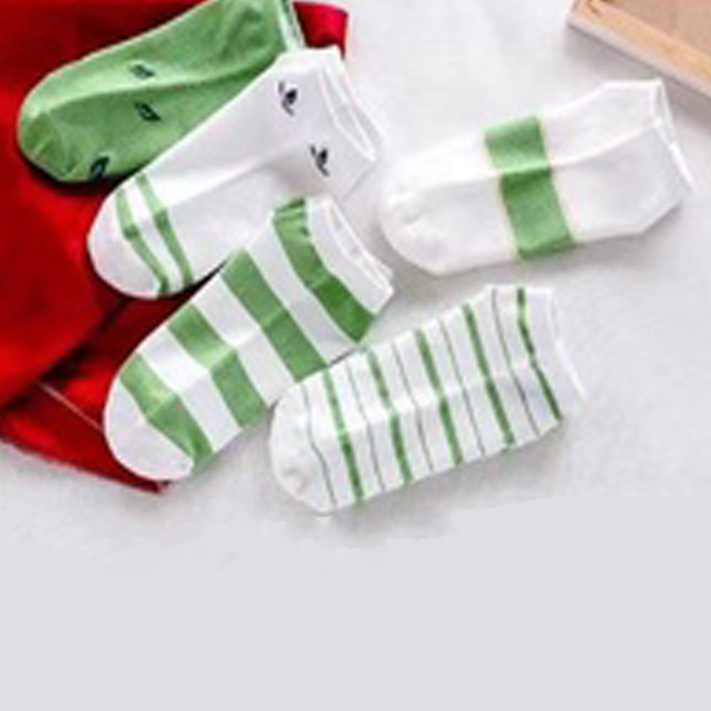 ❤GTB❤ Kaos Kaki Wanita Motif Green Leaf Fashion Korea Women Sock Import Murah KK005