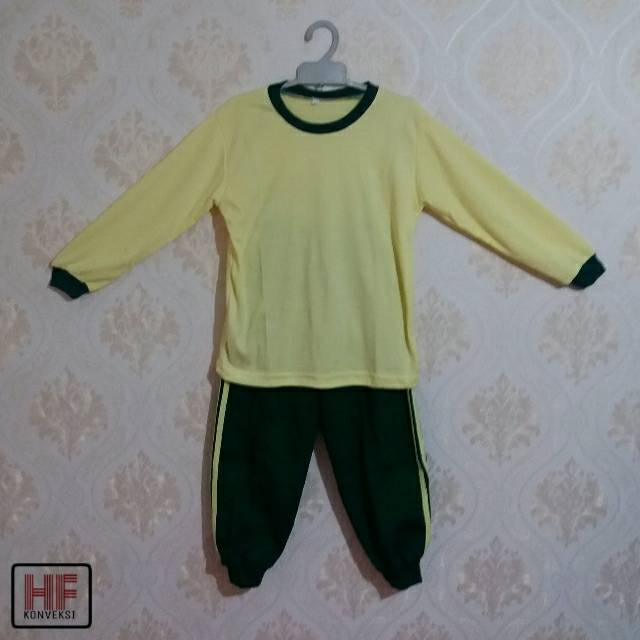 Seragam olahraga anak tk paud kuning muda hijau