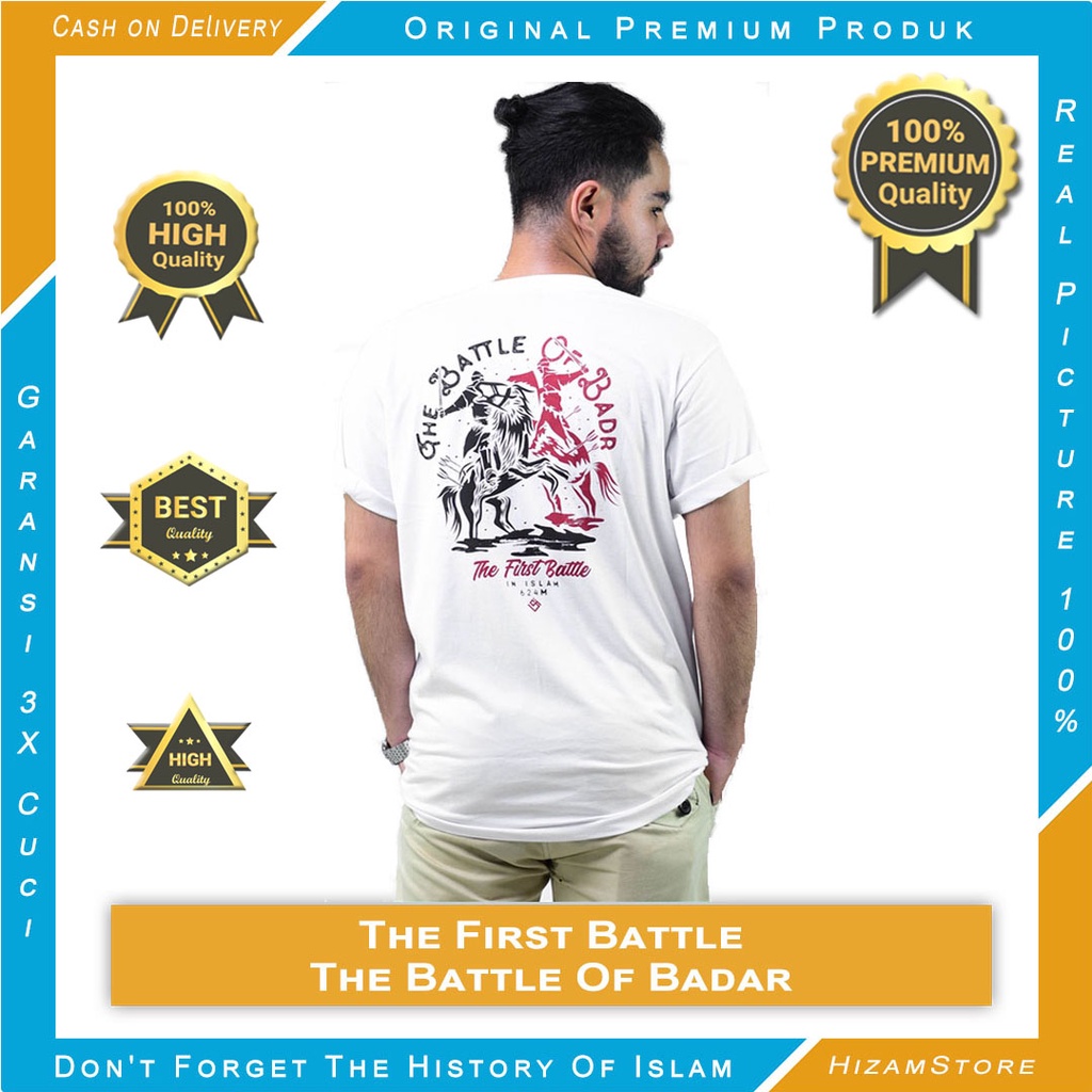 ORIGINAL PRODUK PREMIUM ❗❗❗ BERGARANSI ✔️ BAJU KAOS QAF ISLAM DISTRO - PERTEMPURAN BADAR 624 M