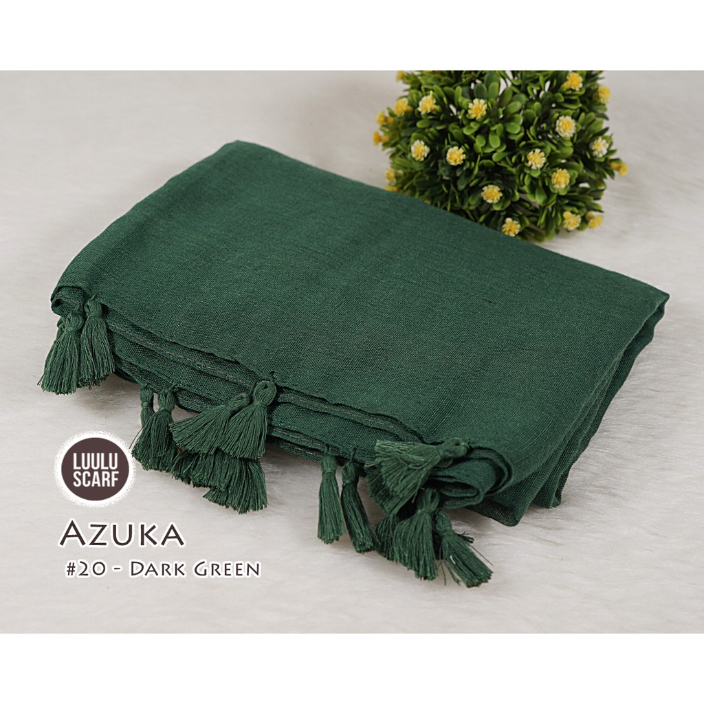 Pashmina Polos Tassel bahan Paris Viscose - AZUKA by Luulu Scarf-#20 - Dark Green