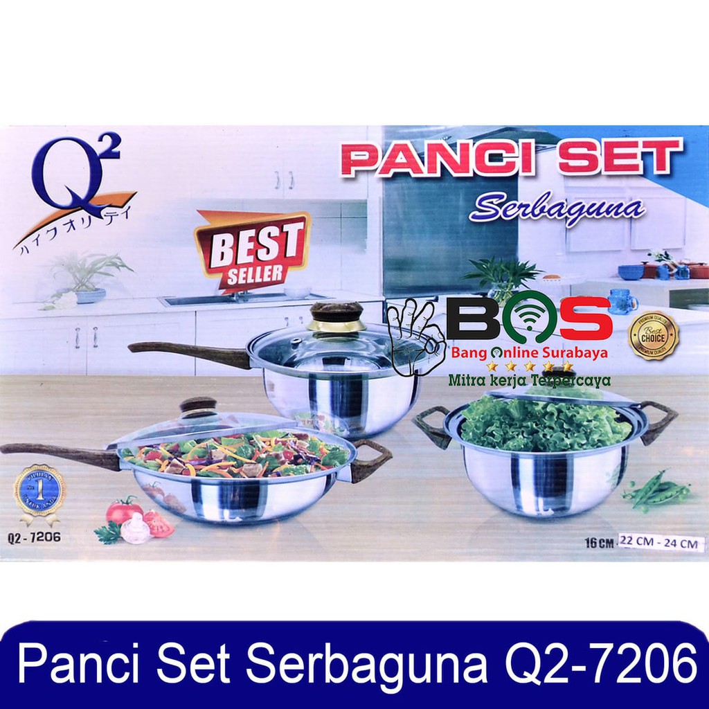 Q2 Panci Set Stainless Steel 6 PCS Set Q2-7206 Q2 7206 Q27206