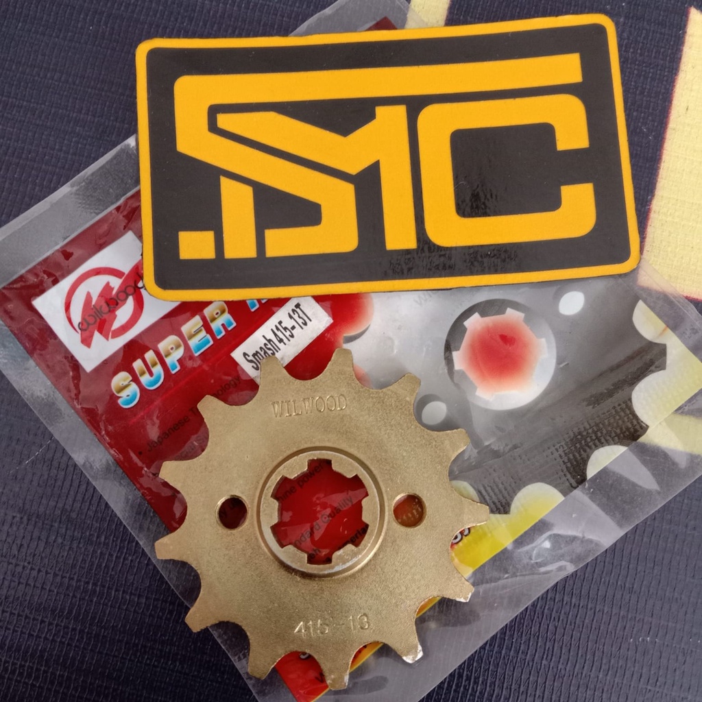 Gear Gir Depan Gigi / Front Sprocket Suzuki Smash / Shogun / Satria 2T 415 - 13T Wilwood Baja Gold-1