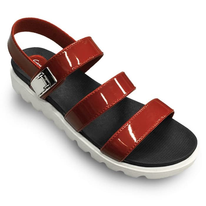 TERMUAH Sendal / Sandal Slop Wanita Cewek lebaran CARVIL WANITA AZKA 01 L BURGUNDY - Merah, 36 puasa