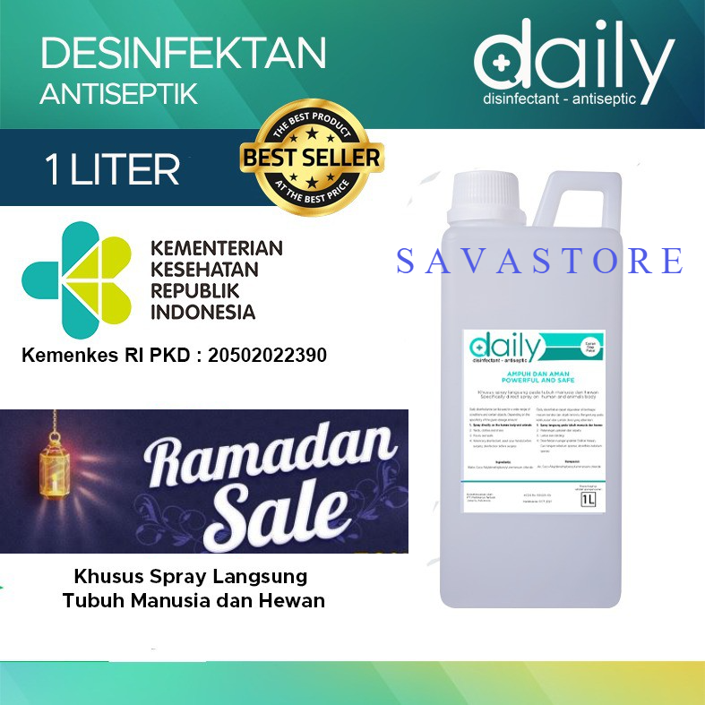 DAILY DISINFECTANT ANTISEPTIC DESINFEKTAN REGULER 1 LITER 1L AMAN UNTUK KULIT &amp; ANAK-ANAK [TERLARIS]