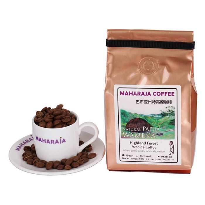 

kopi-biji- fresh roast kopi sangrai papua wamena arabika 200g maharaja coffee - biji-beans -biji-