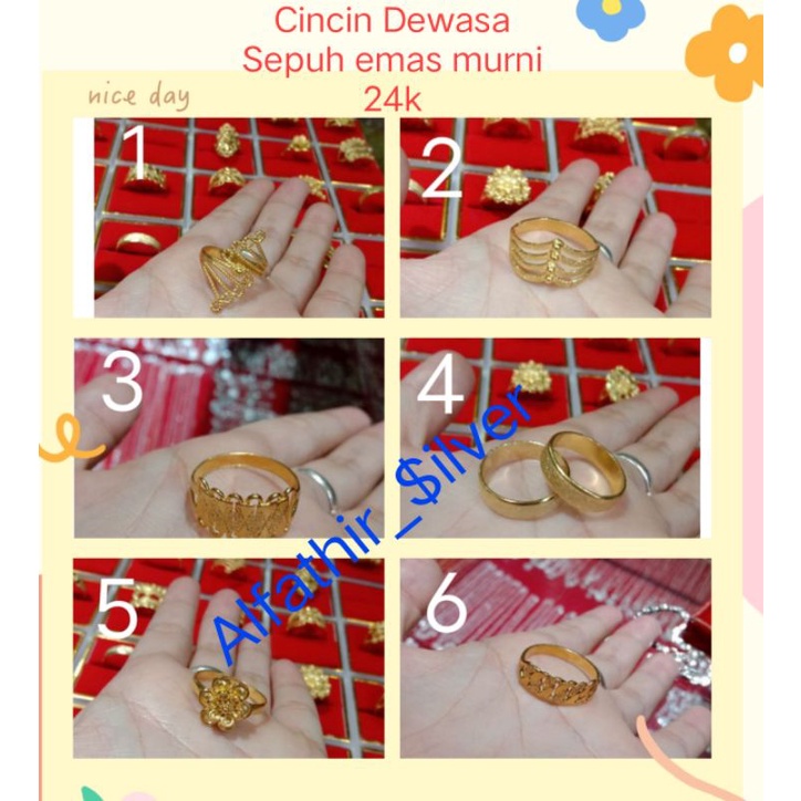 Cincin bahan perak murni sepuh emas murni24k