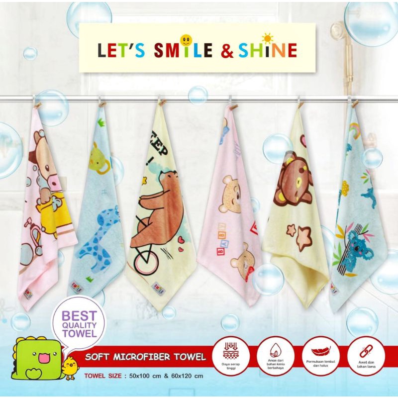 Smile Handuk Bayi Super Lembut Soft Microfiber 60 cm x 115 cm / Handuk Bayi lembut