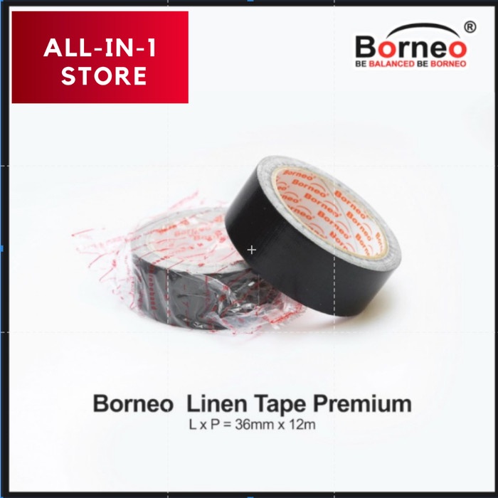 

Borneo Lakban Kain Warna Hitam Linen Tape Premium 36mm x 12m