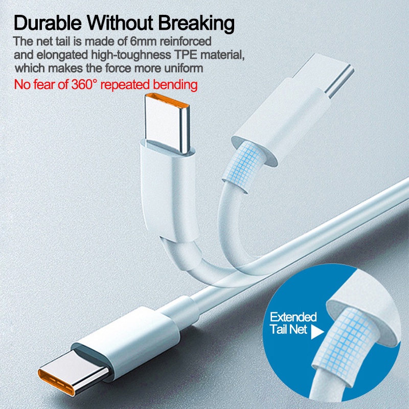 Kabel Data / Fast Charging USB Tipe-C 6A Panjang 2m Untuk Huawei Mate 40 &amp; Xiaomi