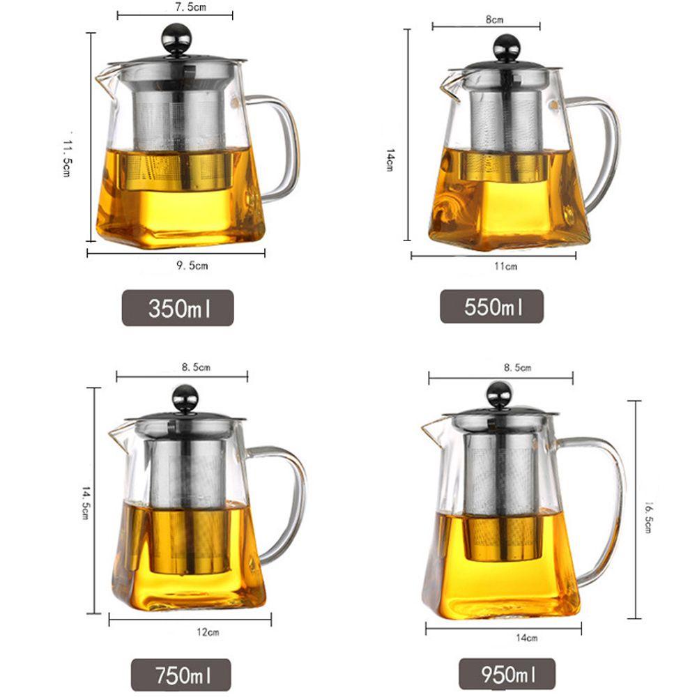 [Elegan] Teko Teh Transparan Tahan Panas Daun Kopi Stainless Steel Tea Strainers Kettle