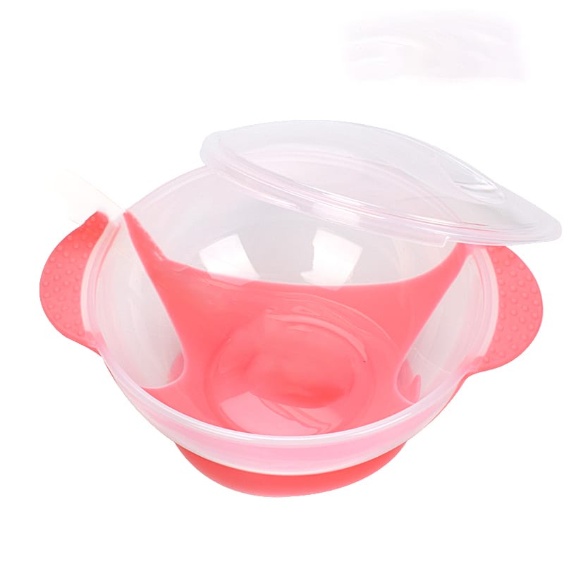 MANGKOK Set Bayi SENDOK FLEXIBLE - Silicone sendok garpu mangkuk makan bayi anti tumpah chn