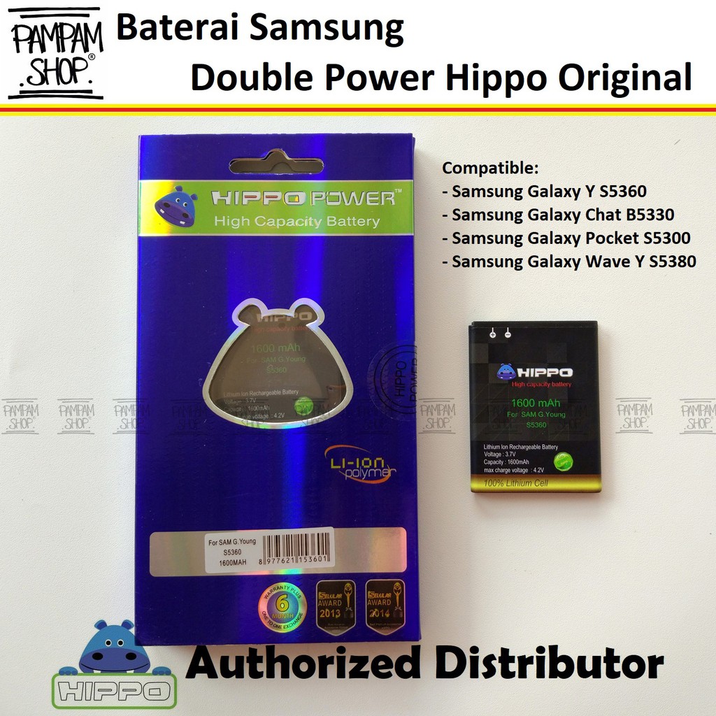 Baterai Hippo Double Power Original Samsung Galaxy Young 1 Chat S5360 B5330 Batre Batrai Dual Hipo