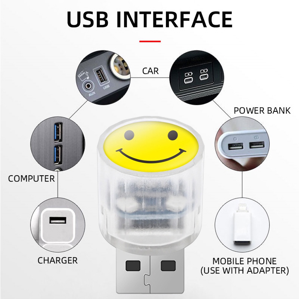 Lampu Atmosfir LED Mini USB Portable Untuk Dekorasi Interior Mobil