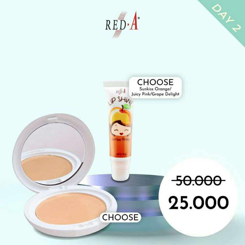 paket Compact Powder Lip Shine Red-A