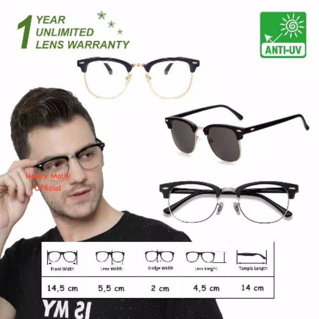 Kacamata anti uv sunglasses black pria/wanita _design korea