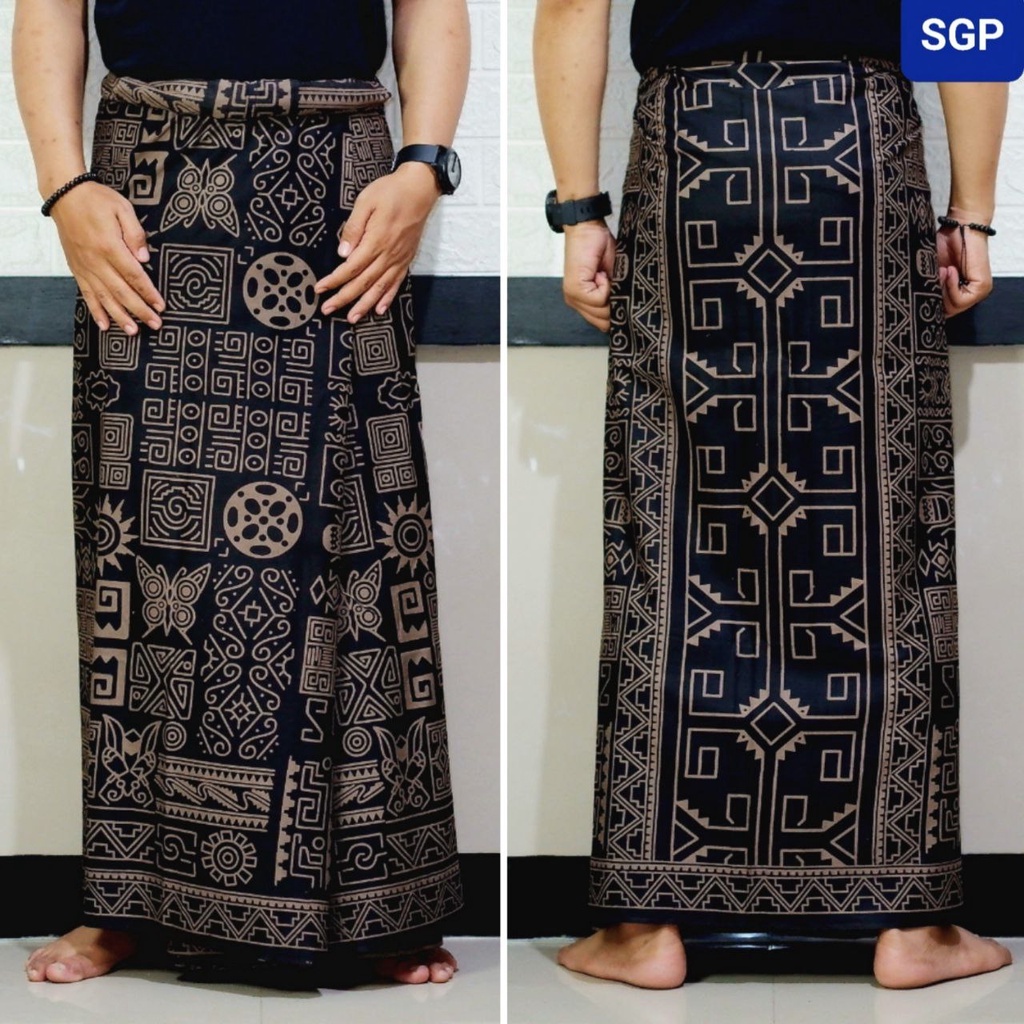 COD SARUNG BATIK ETNIK UKIRAN DAYAK CHOKELAT SERIES TERBARU