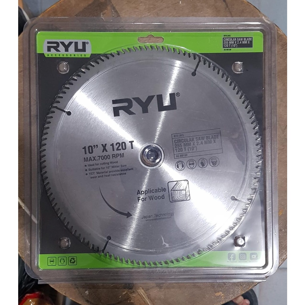 MATA POTONG KAYU RYU 10" X 120T/ CIRCULAR GERINDA KAYU 10" X 12OT RYU